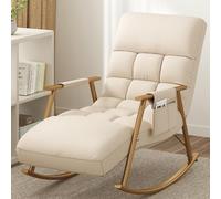 Genérico Sillón reclinable mecedor Ajustable de Gravedad Cero con Bolsillo Lateral, Color Beige, Ideal para Sala de Estar y Dormitorio, con Elegantes Patas Doradas. Máxima Comodidad y relajación.