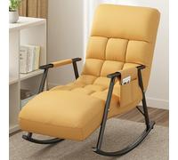 Genérico Sillón reclinable mecedor Ajustable de Gravedad Cero - Elegante sillón reclinable Amarillo con Bolsillo Lateral para Sala de Estar y Dormitorio - Máxima Comodidad y relajación con Patas negr