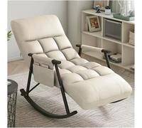 Genérico Sillón reclinable mecedor Moderno en Color Blanco Crema - Cómodo sillón de Respaldo Alto para Sala de Estar - Muebles de salón Elegantes para relajación y Ocio - Silla Auxiliar