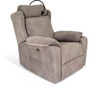 Genérico Sillon Relax Reclinable Eléctrico, Gravedad Cero | Desenfundable, Puerto USB | Madera de Pino | Reclinable para Salon | Sofa con Cabezal Eléctrico | Sillones Reclinables Modernos | Beige