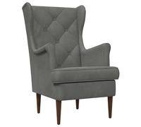 Genérico Sillón Terciopelo Gris Oscuro Moderno con Marco de Metal y Madera, Asiento Cómodo para Salón o Dormitorio, Cojines Desmontables, Pies cónicos, Diseño Contemporáneo, Capacidad 110 Kg