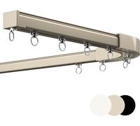 Genérico Sistema de riel para Cortinas, Barra de Cortina de Montaje en Techo de aleación de Aluminio Negro de Alta Resistencia para ventanales, Curva de 90 Grados, riel