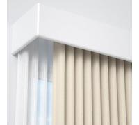 Genérico Sistema de riel para Cortinas, Caja de Cortina integrada con polea Deslizante, Doble riel, Funcionamiento silencioso, empalmable, 180 cm, Blanco, Ideal para instalación en Laterales Lisos y