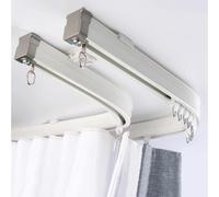 Genérico Sistema de riel para Cortinas, riel Flexible para Ventanas saledizas, riel Doble Curvado de aleación de Aluminio de 2,2 m/7,2 pies, Montaje en Techo y Pared con Accesorios, diseño Flexible p