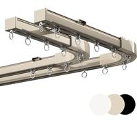 Genérico Sistema de rieles para Cortinas, Barra de Cortina de Montaje en Techo de aleación de Aluminio Blanco de Alta Resistencia, riel Doble de 4 m, Curva de 90 Grados