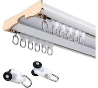 Genérico Sistema de rieles para Cortinas, Barra Doble para Cortinas - Rieles de Aluminio para Montaje en Techo para separadores de ambientes y Ventanas, Barra de conexión de 5 m (16,4 pies) para Uso