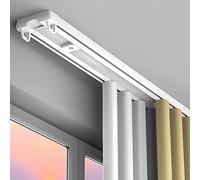 Genérico Sistema de rieles para Cortinas, Juego de rieles de Aluminio de Alta Resistencia - Rieles de Doble Montaje de 2,4 m/7,9 pies con Ruedas silenciosas para separadores de ambientes de Sala de e