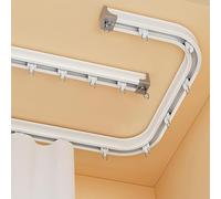 Genérico Sistema de rieles para Cortinas, riel de riel para Cortinas de Alta Resistencia montado en el Techo, Barra Curva para Cortina de Ducha de 2,4 m, Juego Deslizante de Aluminio Duradero para co