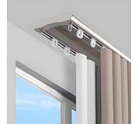 Genérico Sistema de rieles para Cortinas, riel Doble de Aluminio para Cortinas - Riel Doble de Montaje en Techo con conexión Transversal para Cortinas, visillos, separad