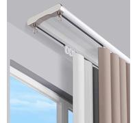 Genérico Sistema de rieles para Cortinas, riel Doble para Cortinas montado en el Techo - Sistema de Doble riel de Aluminio con conexión Transversal para Cortinas, visill