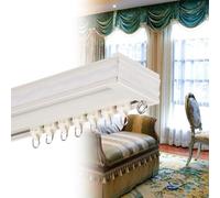 Genérico Sistema de rieles para Cortinas, Sistema de rieles Dobles para Ventanas Rectas - Montaje en Techo/Pared, Juego de Barras deslizantes para Cortinas con Cenefa, Resistente, sin Fugas de luz, 2