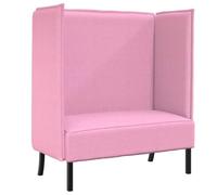 Genérico sofá alto respaldo 101 cm rosa tejido 2 plazas | Espuma cómoda, marco de madera ingeniería, absorción de sonido, espacio semiprivado, fácil mantenimiento