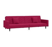 Genérico Sofá Cama 2 Plazas Terciopelo Rojo Burdeos | Marco de madera resistente, respaldo reclinable, convertible en cama doble, ideal para salón o dormitorio