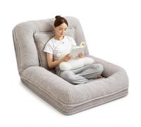 Genérico Sofá Cama Plegable con Ajuste de 5 ángulos, Gran puf de Suelo para Adultos y Mascotas, cojín de diván portátil de Terciopelo Premium para Dormitorio. (Grey A)