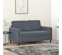 Genérico Sofá de 2 plazas gris oscuro 120 cm de terciopelo suave, marco metálico resistente y estable, asiento cómodo con reposabrazos y respaldo acolchados, diseño moderno para salón