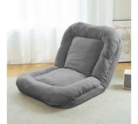 Genérico Sofá Tumbona de Suelo Ajustable en 5 Posiciones, cojín Grande Plegable para diván con Funda Lavable, Silla de Ocio Multifuncional Acolchada de Terciopelo para Adultos y Mascotas. (Grey A)