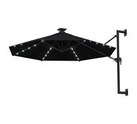 Genérico Sombrilla de jardín de Pared con Luces LED Negro 300 cm,Casa y jardín,Jardín,Artículos de Exterior,Sombrillas-312528