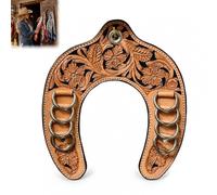 Genérico Soporte de cuero artesanal con forma de herradura para pañuelos vaqueros (*wild rags*), organizador estilo *western* con anillos metálicos, expositor de pared rústico para ranchos (#B)