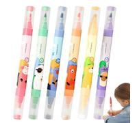 Genérico Subrayadores Bonitos | Rotulador de doble punta con motivos animales, 6 colores | Pack Rotuladores Artísticos Para Niños,Para Estudiantes, Journaling, Dibujo, Apuntes, Escuela,