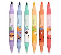 Genérico Subrayadores Bonitos, Subrayadores De Doble Punta Animal, Pack Rotuladores Artísticos Para Niños, Para Estudiantes, Journaling, Dibujo, Apuntes, Escuela,