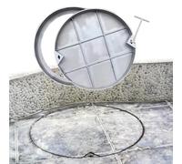 Genérico Tapa y Marco Redondos de Acero Inoxidable para Pozo de Registro - Tapa para Tanque séptico de 87,3 cm de diámetro con Gancho Extractor, Cubierta Duradera para Pozo de Aguas residuales, 5 cm
