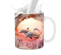 Generico taza de café con delfín - de bebida artística de porcelana con temática marina Adorable accesorio de cocina para escritorio | Elegante recipiente para bebidas esculpido con delfín