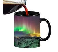 Genérico Taza de café que transforma el color,Tazas de café que cambian el color,Taza de cerámica cambia calor | de cerámica con diseño de auroras boreales, taza mágica sensible al calor para bebid