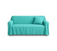 Generico Tela cubretodo multiuso - Funda para sofá de 2 plazas o colcha para cama individual/matrimonial, mezcla de algodón color Tiffany, medidas 240 x 280 cm - Fabricado en Italia