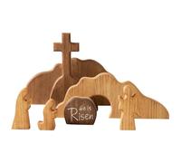 Genérico Tumba Vacía Escena De Pascua Y Decoración De Cruz, Decoraciones De Pascua Estatuilla Cristiana De Madera, Estatuilla De Tumba Vacía Cristiana De Mesa para Celebración De Oficina