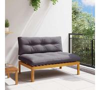 Genérico Unidad Sofá Medio Gris Natural y Oscuro Madera de Acacia,Mobiliario,Asientos de jardín,Sofás modulares de Exterior,120 x 80 x 82 cm-42026773