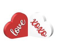 Generico Valentines Wooden Sign - Valentines Day Decor | 2 Piece Heart Shaped Table Centerpieces | Valentiness Wooden Signs 2 Piece For Home Wedding Desk Shelf Mantel Bar Fireplace Cabinet