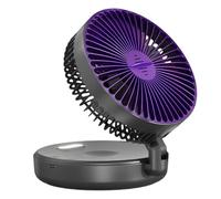 Genérico Ventilador Circulador De Mesa Ventilador Personal Con | Soplador de 5 velocidades recargable con luz nocturna para interior exterior