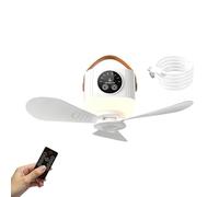 Generico Ventilador de techo portátil - 4 velocidades ajustables 7200 mAh con luz y mando a distancia - Ventilador de techo con luz, para cenador, garaje, , porche, terraza, tejado
