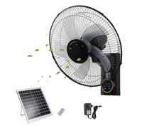 Genérico Ventilador Solar de Pared Potente con Placa Solar y Batería, Ventilador Exterior Silencioso con Mando a Distancia, para Terraza, Camping y Colgar en la Pared, Carga Dual