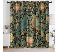 Genérico William Morris - Cortinas opacas con aislamiento (140 x 225 cm), diseño de pájaros térmicos 3D, impresión sala, cortina telefónica, para dormitorio infantil, color verde