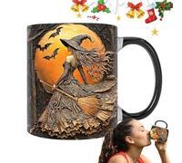 Genérico Witch Coffee Mug - 350ml Witch Pattern Beverage Cups | Ceramic Tea Cups for Home Kitchen Workplace Break Room Cafeteria Dorm Morning Afternoon Tea Brunch