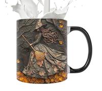 Genérico Witch Coffee Mug - 350ml Witch Pattern Beverage Cups | Ceramic Tea Cups for Home Kitchen Workplace Break Room Cafeteria Dorm Morning Afternoon Tea Brunch