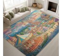 Generisch Alfombra de 60 x 90 cm, antideslizante, lavable, estilo libro de hadas, diseño de juegos, estampado de ensueño, para entrada, estilo libro de hadas, diseño de juego
