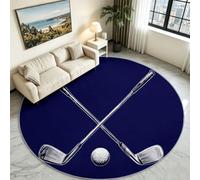 Generisch Alfombra de pelo corto, redonda, 160 cm, lavable, deportivo, para sofá, mesa de café, palos de golf, pelota de golf, decoración para salón, dormitorio, alfombra antideslizante para comedor