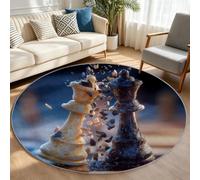 Generisch Alfombra de pelo corto, redonda, 160 cm, lavable, deportivo, sofá, mesa de café, juego de ajedrez, decorativa, salón, dormitorio, parte inferior antideslizante, para comedor, multicolor