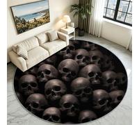 Generisch Alfombra de pelo corto, redonda, 160 cm, lavable, gótica, escalofriante, sofá, mesa de café, alfombras, calaveras, decorativas, salón, dormitorio, alfombra antideslizante para comedor, color