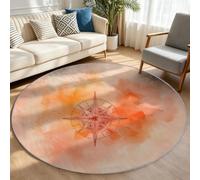 Generisch Alfombra de pelo corto, redonda, 200 cm, lavable, náutica, aventura, sofá, mesa de café, alfombras, brújula, navegación, decorativa, salón, dormitorio, parte inferior antideslizante, parte