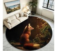 Generisch Alfombra de pelo corto, redonda, 90 cm, lavable, diseño de animales salvajes, sofá, mesa de café, alfombra decorativa para salón, dormitorio, parte inferior antideslizante, para comedor