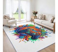 Generisch Alfombra de salón lavable 80 x 150 cm, controlador de juego de fútbol, pelo corto, antideslizante, dibujos animados, deportes, para comedor, oficina, dormitorio