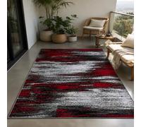 Generisch Alfombra grande para salón, abstracto, rojo, gris, negro, blanco, 180 x 240 cm, lavable para comedor, dormitorio, estudio, apartamento, decoración