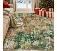 Generisch Alfombra grande para salón, diseño abstracto moderno, verde, amarillo, rojo y beige, 180 x 240 cm, lavable para comedor, dormitorio, estudio, apartamento, decoración