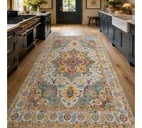 Generisch Alfombra grande para salón, diseño de flores, beige, azul, marrón, amarillo, 180 x 240 cm, lavable para comedor, dormitorio, estudio, apartamento, alfombra decorativa