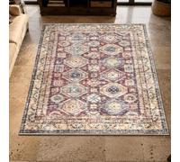 Generisch Alfombra grande para salón, diseño geométrico, rojo, beige, azul, marrón, 180 x 240 cm, lavable para comedor, dormitorio, estudio, apartamento, decoración