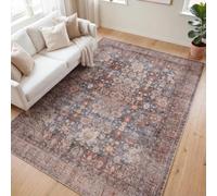 Generisch Alfombra grande para salón, diseño retro de flores, multicolor, rojo, beige, marrón, gris, 180 x 240 cm, lavable para comedor, dormitorio, estudio, apartamento, decoración
