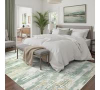 Generisch Alfombra grande para salón, moderna, abstracta, verde salvia, gris, blanco, beige, 180 x 240 cm, lavable para comedor, dormitorio, estudio, apartamento, decoración
